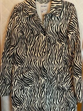 Old Navy Black and White Zebra Print Jacket Lined